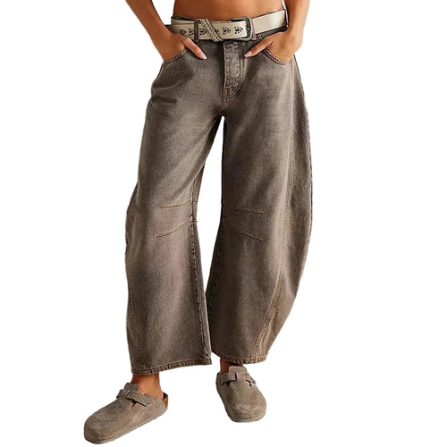 Kvinders Højtaljede Jeans med Brede Ben 0