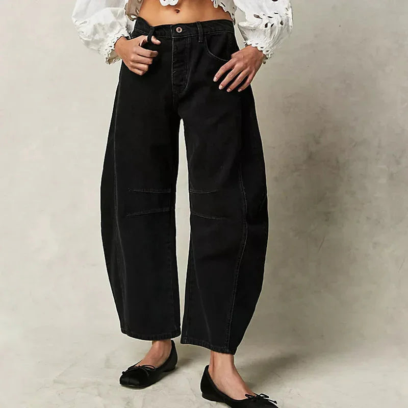 Kvinders Højtaljede Jeans med Brede Ben 2