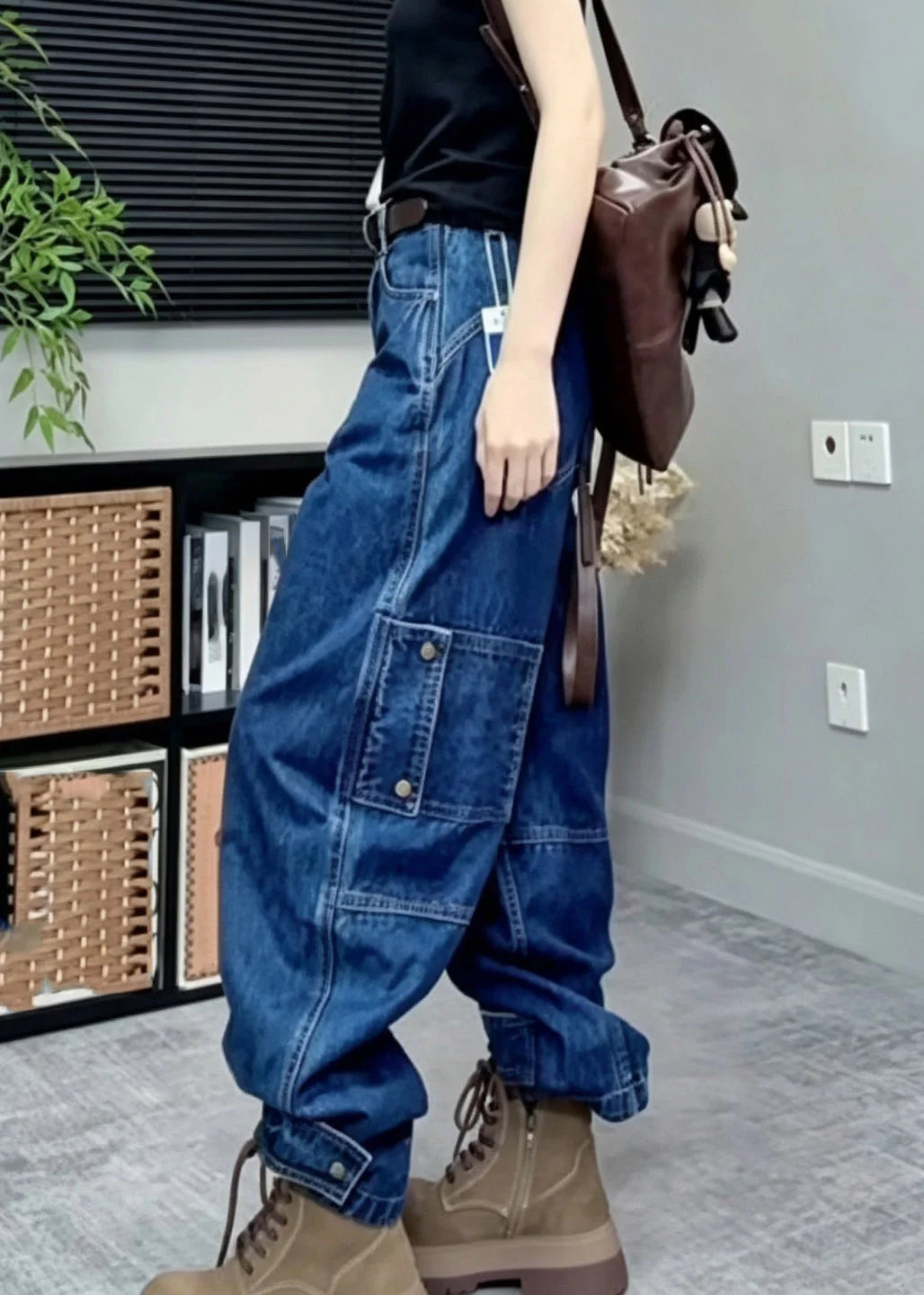 Kvinders Jeans Højtaljede Patchwork Vide Ben 2