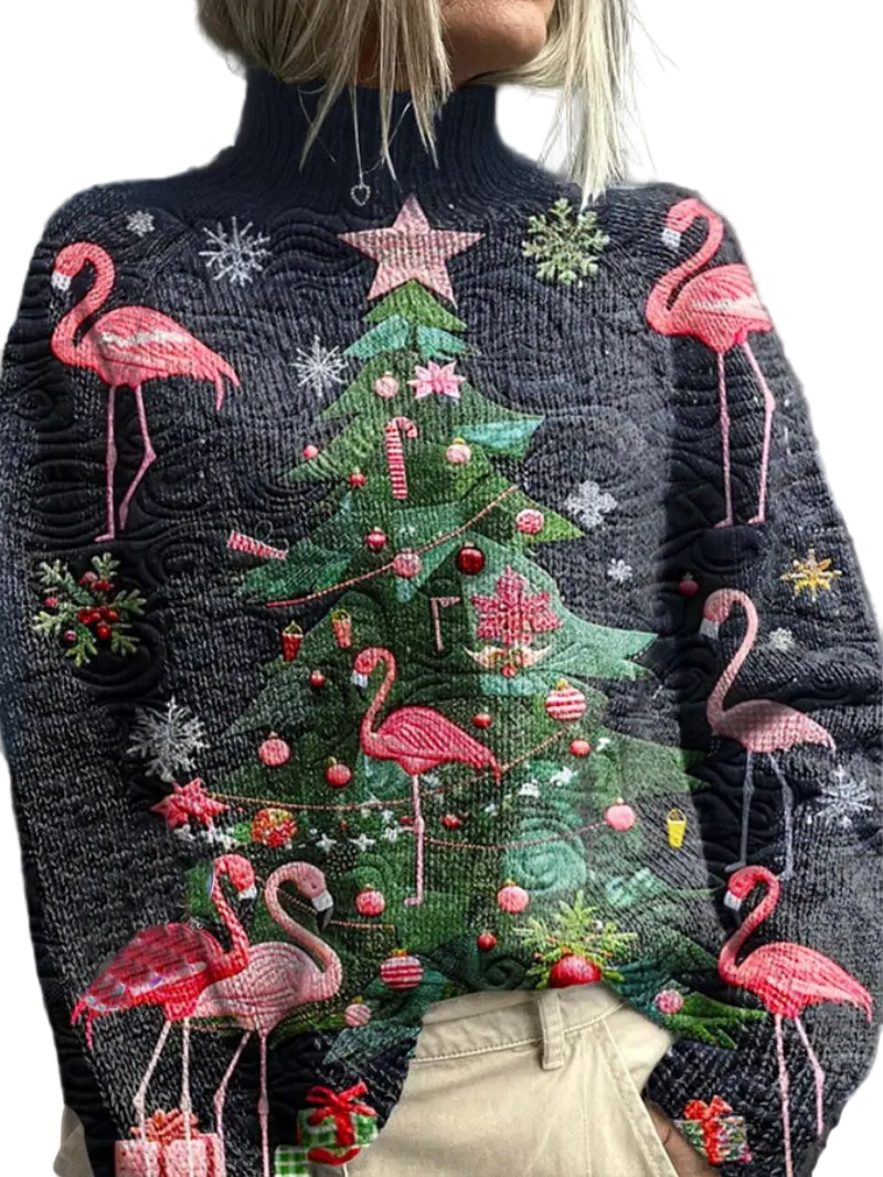 Kvinders Juletrøje med Flamingoer 0