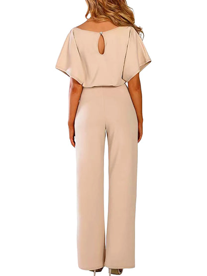 Kvinders Jumpsuit Med Bælte Og Brede Ben Moderne Stil 1