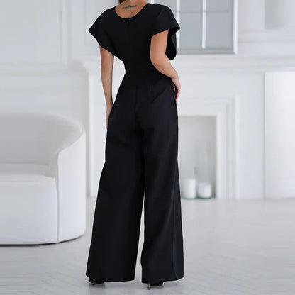 Kvinders Jumpsuit Med Brede Ben Krydset Halsudskæring 2