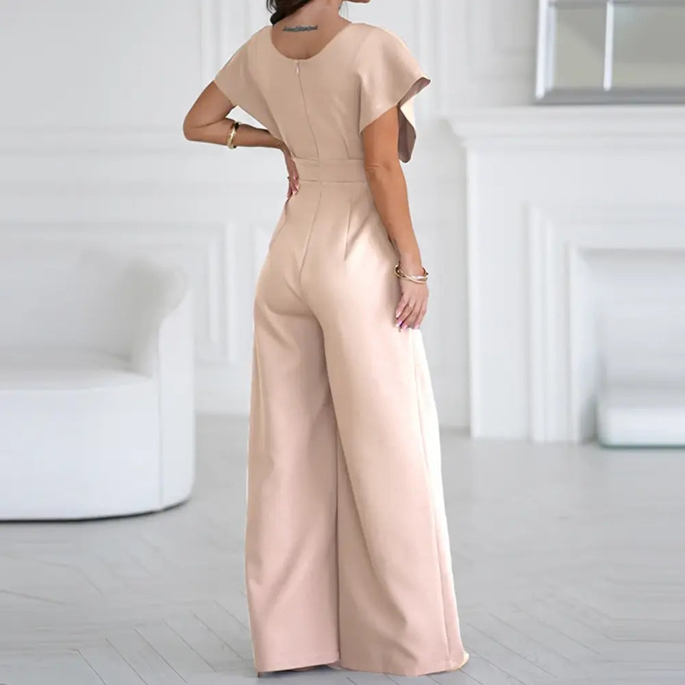 Kvinders Jumpsuit Med Brede Ben Krydset Halsudskæring 6