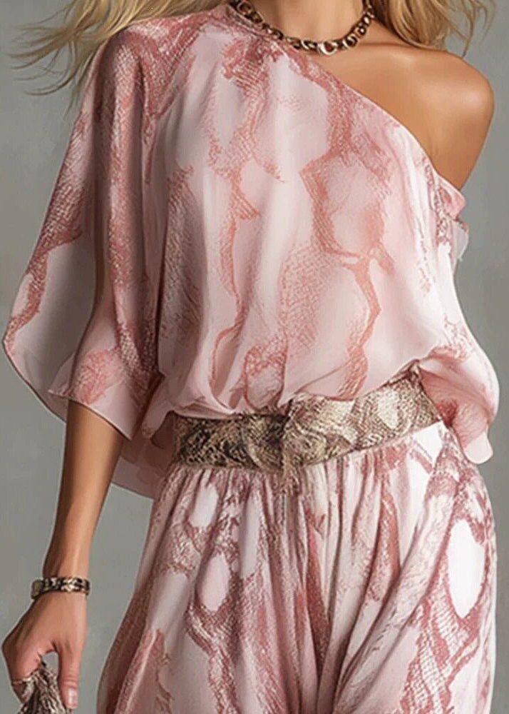 Kvinders Jumpsuit One Shoulder Asymmetrisk Print 3