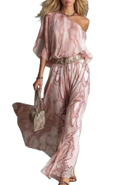 Kvinders Jumpsuit One Shoulder Asymmetrisk Print 4