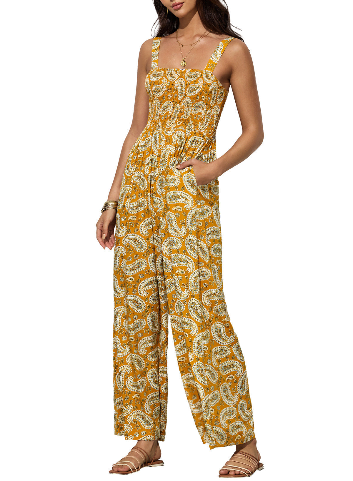 Kvinders Jumpsuit med Blomsterprint og Brede Ben 3