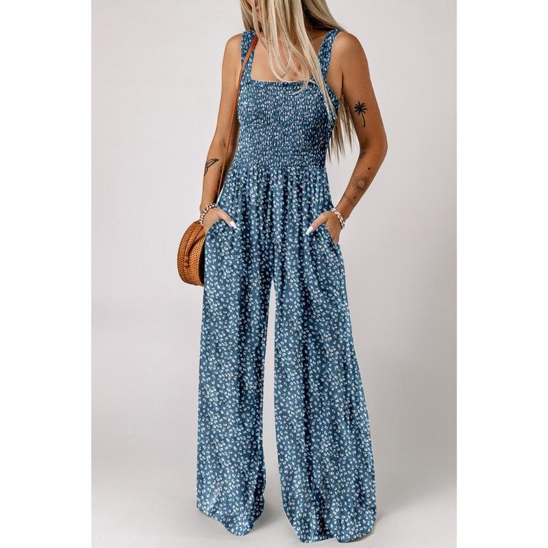 Kvinders Jumpsuit med Blomsterprint og Brede Ben 8