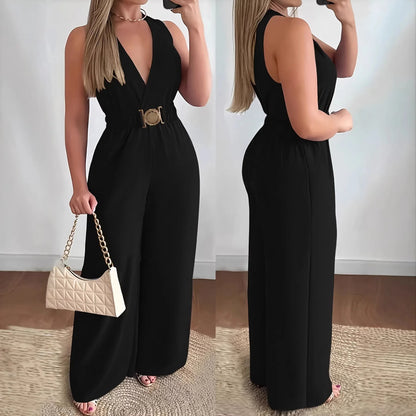 Kvinders Jumpsuit med Dyb V-hals 1
