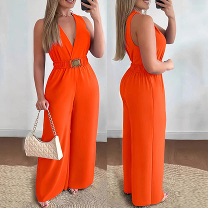 Kvinders Jumpsuit med Dyb V-hals 2
