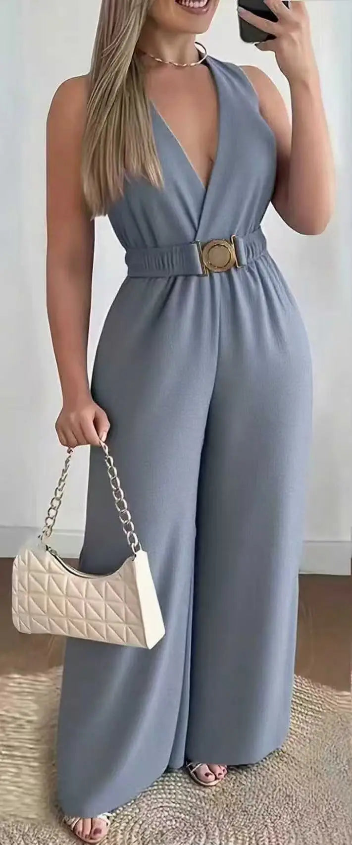 Kvinders Jumpsuit med Dyb V-hals 8