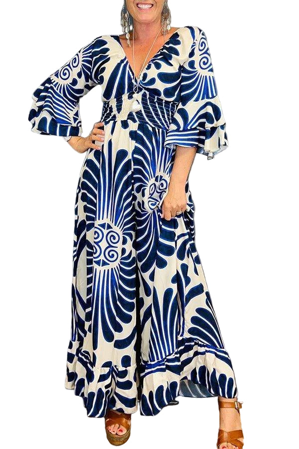 Kvinders Jumpsuit med Flæser og Blomsterprint 0