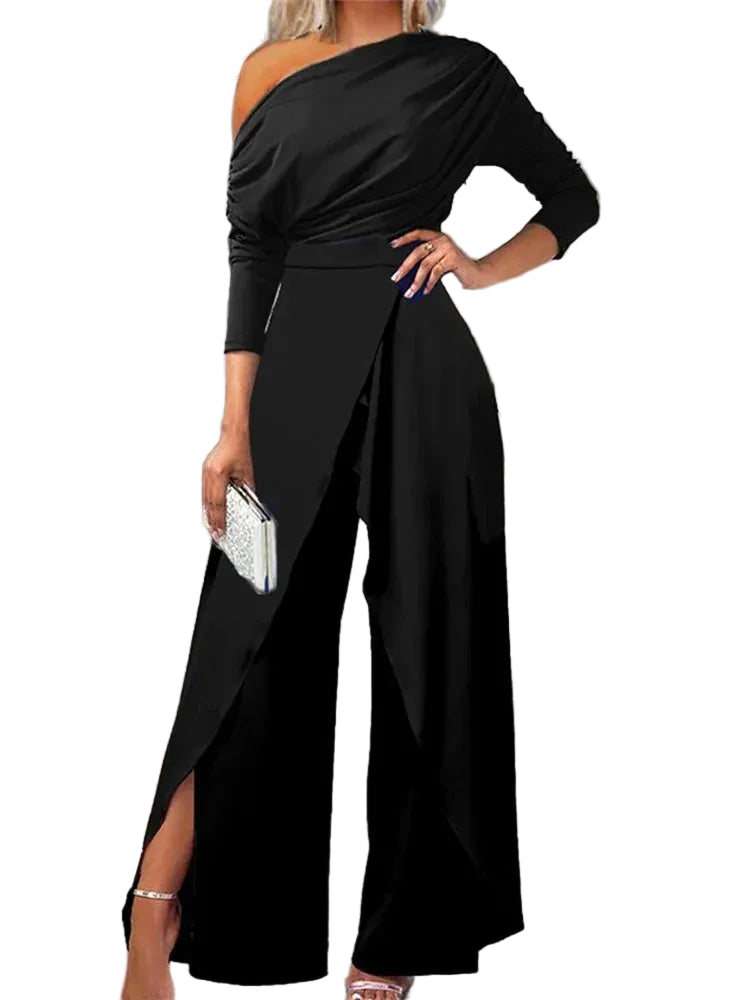 Kvinders Jumpsuit med One Shoulder Design 0
