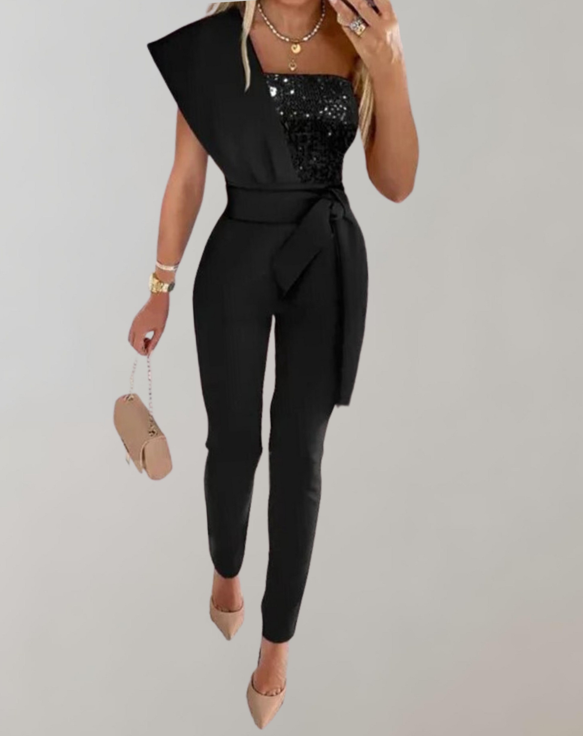 Kvinders Jumpsuit med Sløjfebælte 2