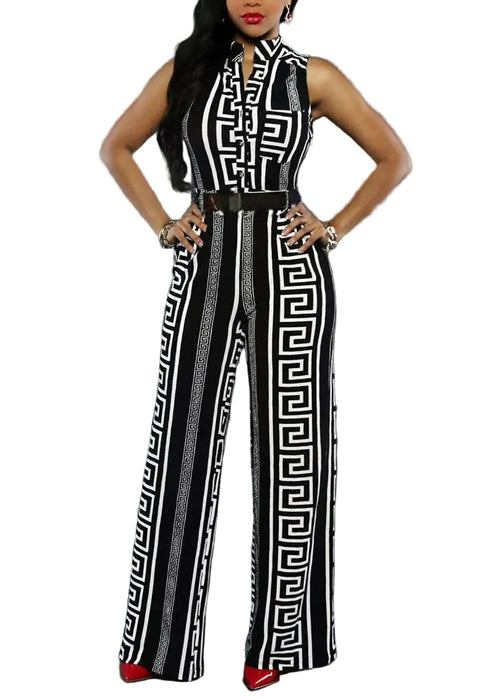 Kvinders Jumpsuit med Ståkrave og Print 0