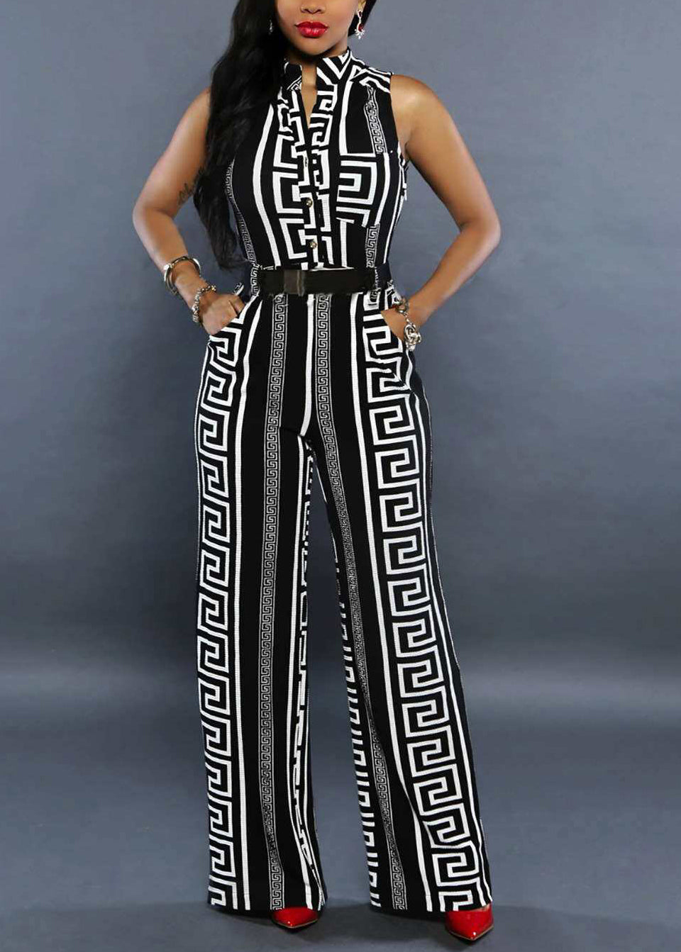 Kvinders Jumpsuit med Ståkrave og Print 2