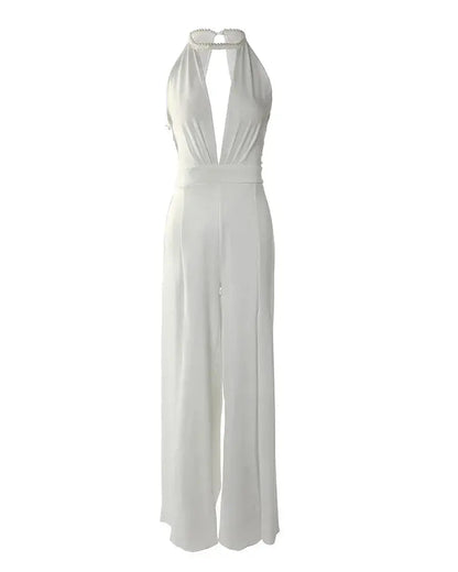 Kvinders Jumpsuit med V-Hals og Slidsede Ben Moderne Design 4