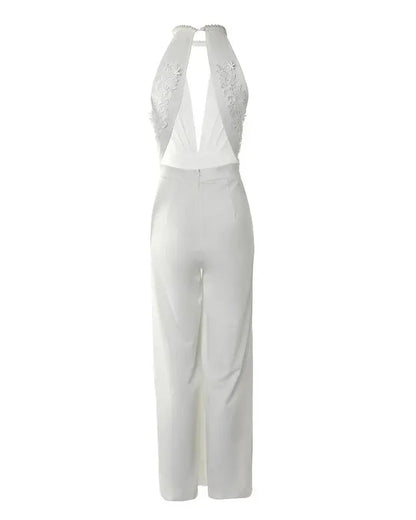 Kvinders Jumpsuit med V-Hals og Slidsede Ben Moderne Design 5