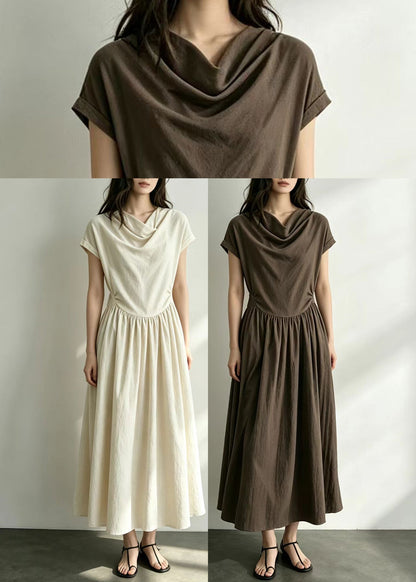 Kvinders Kjole med Cowl Hals og Rynket Design 4