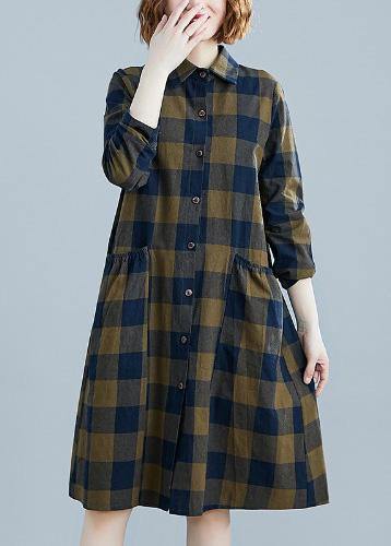 Kvinders Kjole med Reverslommer og Plaid Design 1