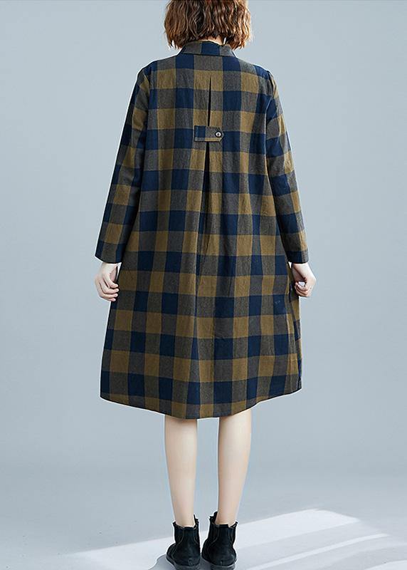 Kvinders Kjole med Reverslommer og Plaid Design 3