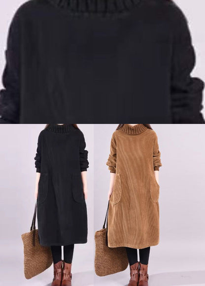 Kvinders Kjole med Turtle Neck og Patchwork Design 4