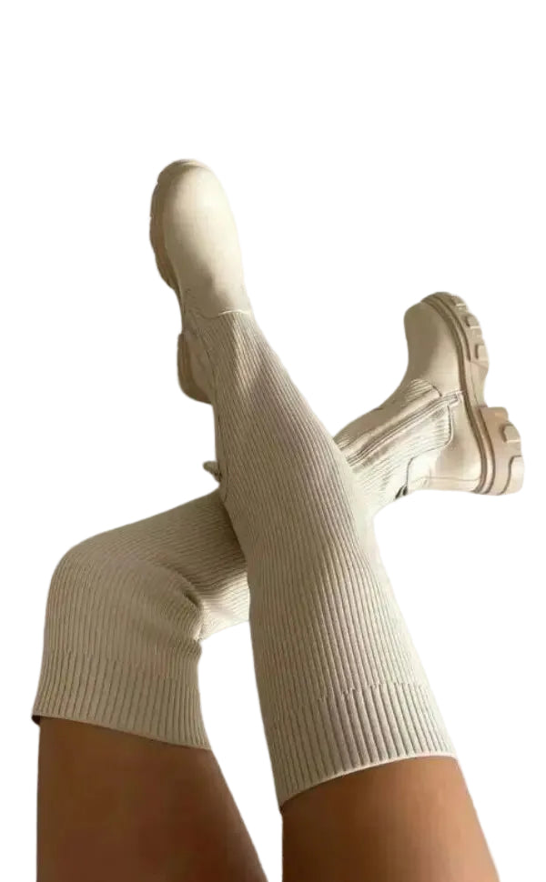 Kvinders Knæhøje Støvler Stretch Knit 0