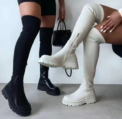 Kvinders Knæhøje Støvler Stretch Knit 1