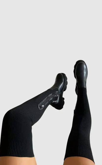 Kvinders Knæhøje Støvler Stretch Knit 7