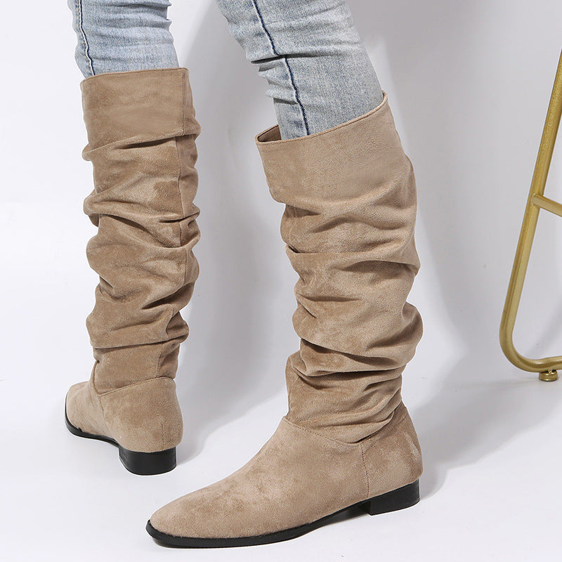 Kvinders Knæhøje Støvler med Blokhæl Slouchy Stil 1