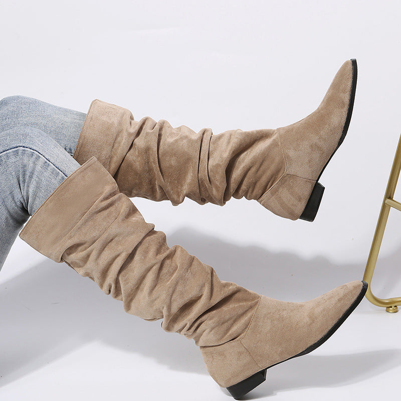 Kvinders Knæhøje Støvler med Blokhæl Slouchy Stil 2