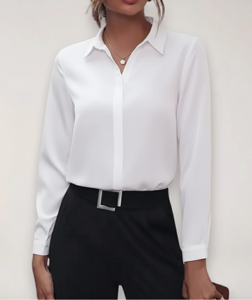 Kvinders Kontorbluse med Forårsknapper 1