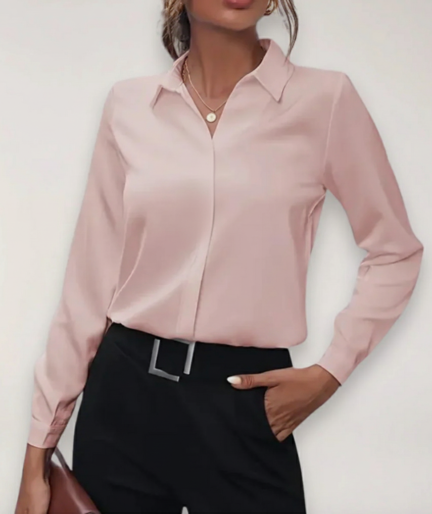 Kvinders Kontorbluse med Forårsknapper 5