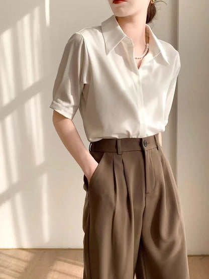 Kvinders Kortærmet Bluse Casual 4