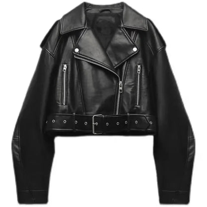Kvinders Korte Bikerjakke Moderne Stil 0