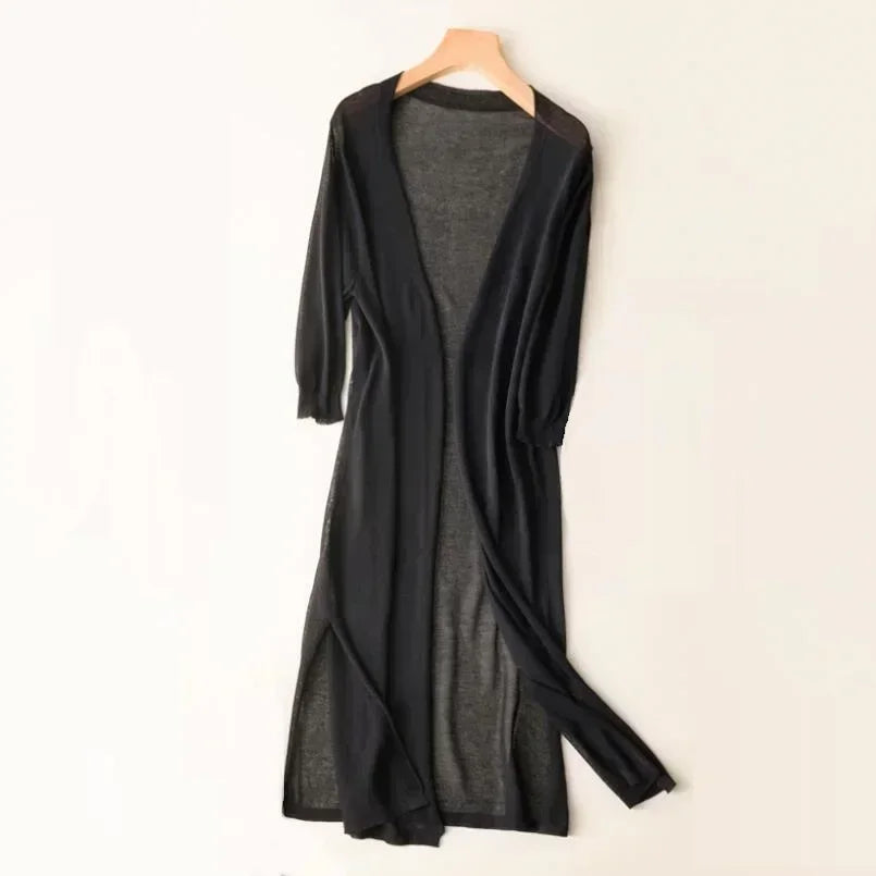 Kvinders Lang Cardigan Afslappet Stil 2