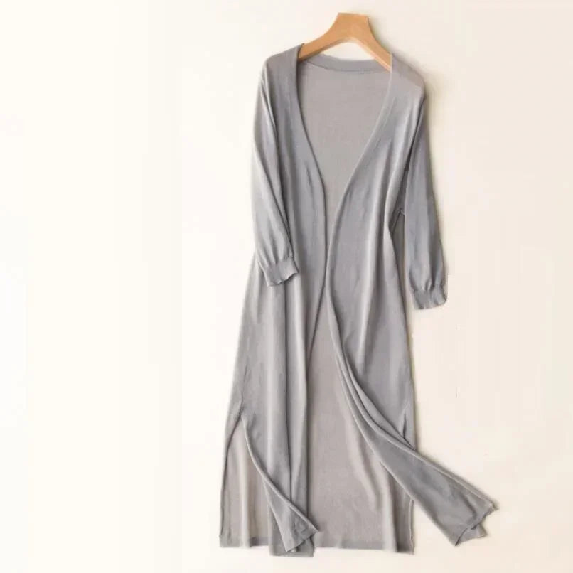 Kvinders Lang Cardigan Afslappet Stil 4