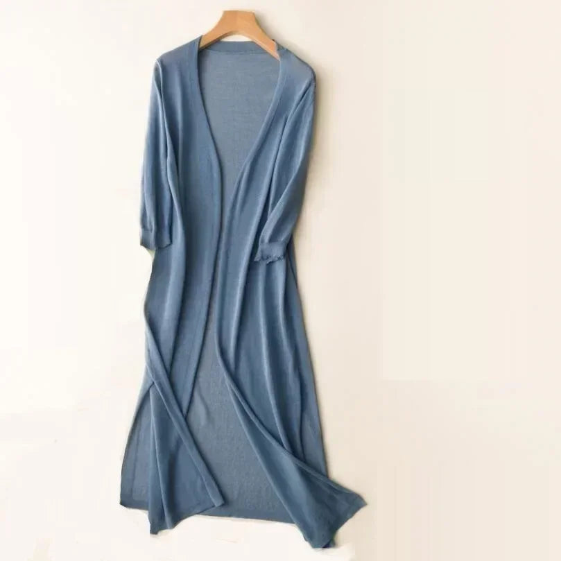 Kvinders Lang Cardigan Afslappet Stil 5