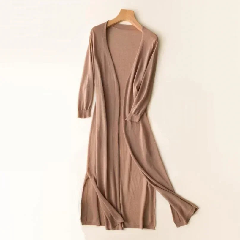 Kvinders Lang Cardigan Afslappet Stil 6