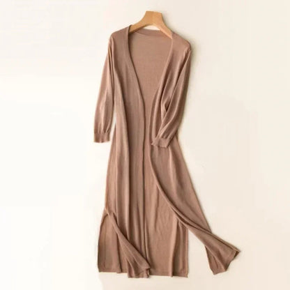 Kvinders Lang Cardigan Afslappet Stil 6