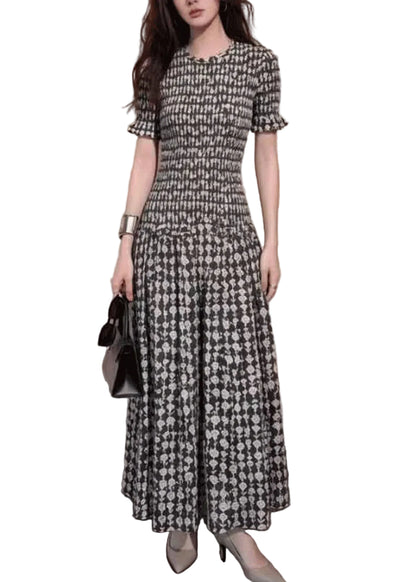 Kvinders Lang Festkjole Ternet Print Slim Fit 0