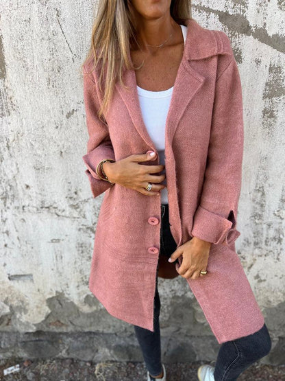 Kvinders Lang Frakke med Reverskrave 1