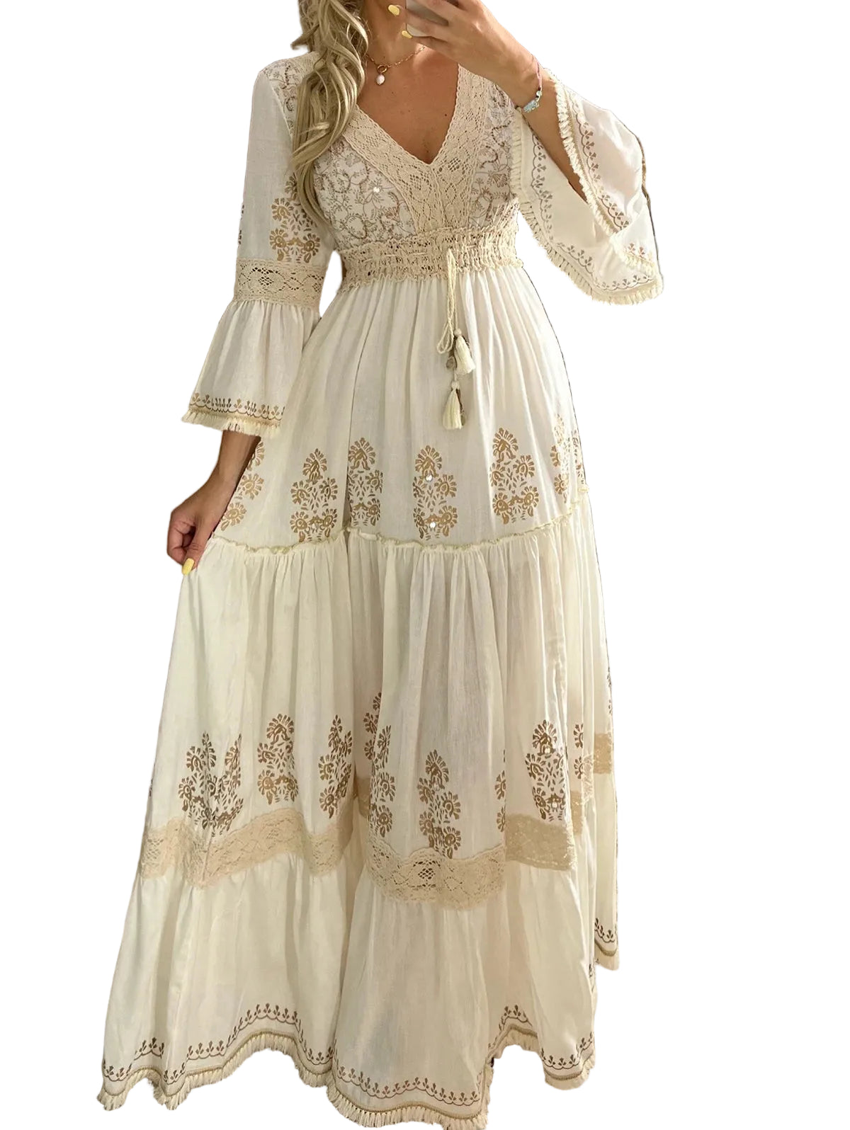 Kvinders Lang Kjole Boho Stil 0