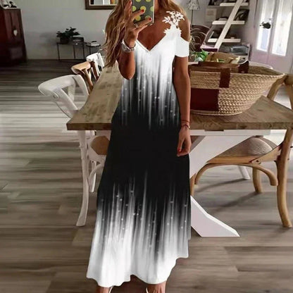Kvinders Lang Kjole Med Trykt Design 3