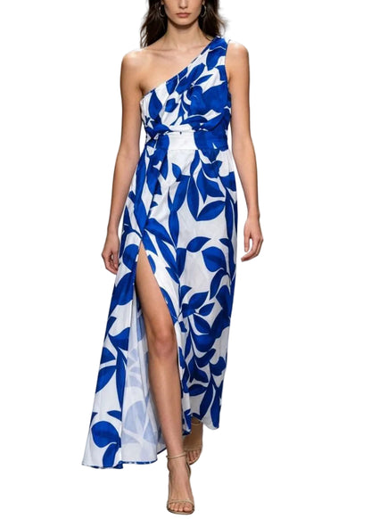 Kvinders Lang Kjole med One-Shoulder Print 0