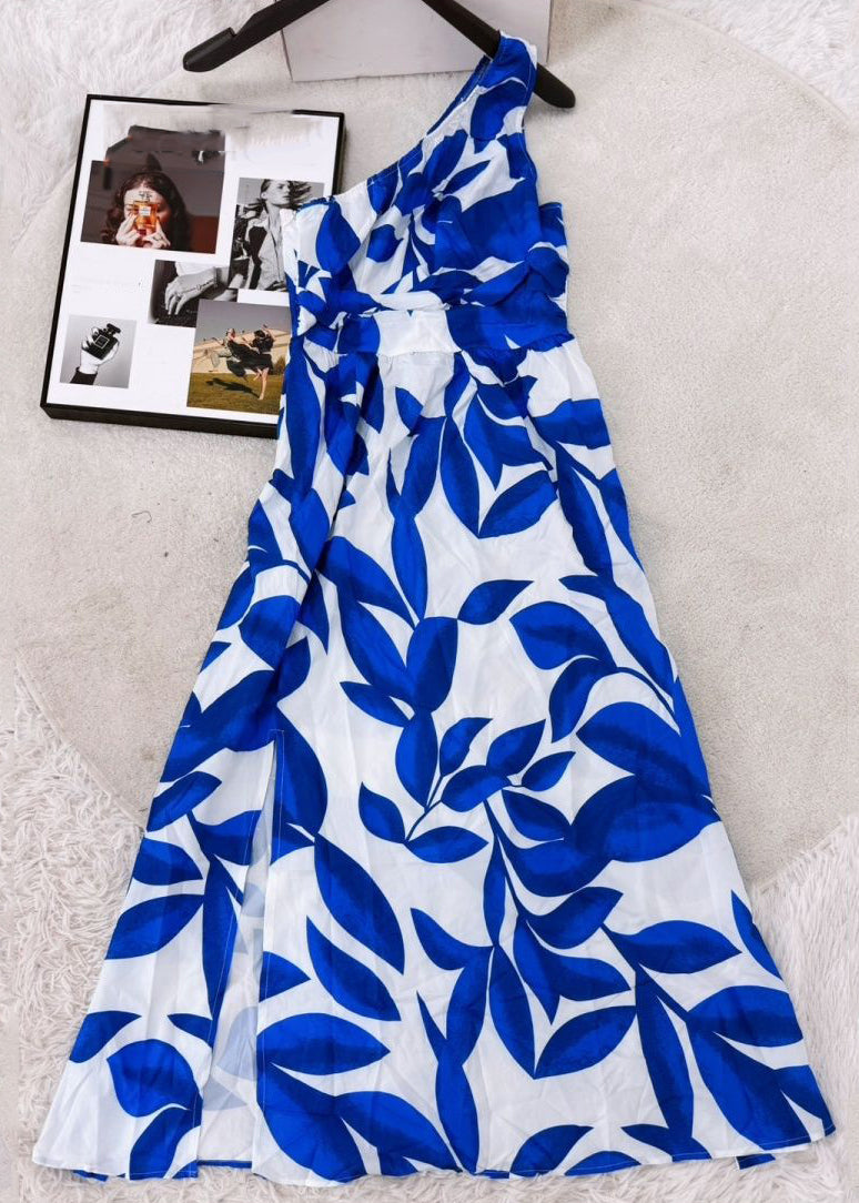 Kvinders Lang Kjole med One-Shoulder Print 1