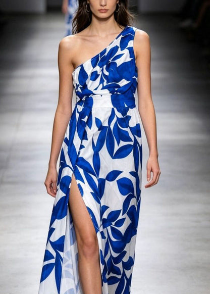Kvinders Lang Kjole med One-Shoulder Print 2