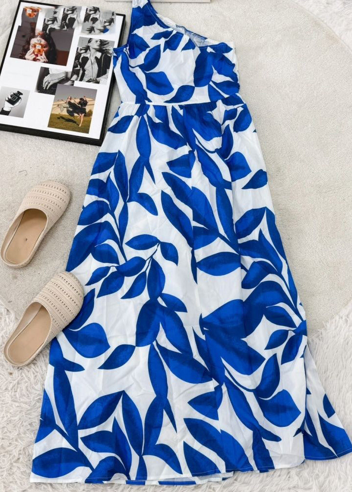Kvinders Lang Kjole med One-Shoulder Print 3