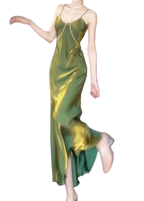 Kvinders Lang Spaghetti Strap Sundress U-hals 0