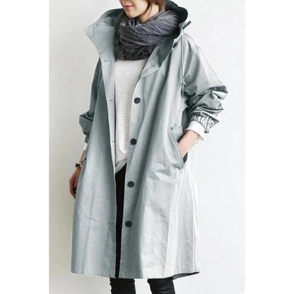 Kvinders Lang Trenchcoat med Hætte 8