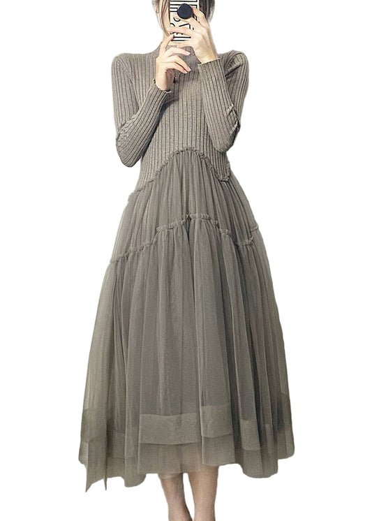 Kvinders Lang Tulle Kjole Asymmetrisk Design Luftig Stil 0